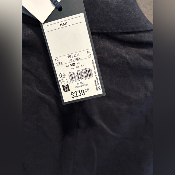 NWT Piombo Men’s Black Unlined Linen Style Blazer w/Flap Pockets; Size 40 - Picture 11 of 14